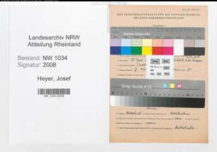 Entnazifizierung Josef Heyer , geb. 25.06.1892 (Hauptmann)