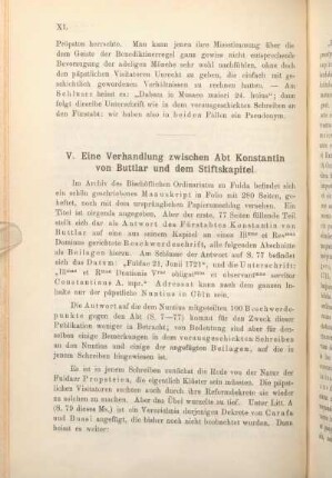 V. Eine Verhandlung zwischen Abt Konstantin von Buttlar und dem Stiftskapitel.
