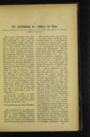 ¬Die¬ Fortbildung des Lehrers im Amte : Konferenz-Vortrag im Seminar zu Ottweiler, am 16. August 1886