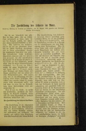¬Die¬ Fortbildung des Lehrers im Amte : Konferenz-Vortrag im Seminar zu Ottweiler, am 16. August 1886