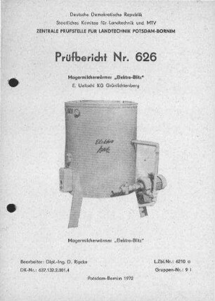 Magermilcherwärmer "Elektro-Blitz"