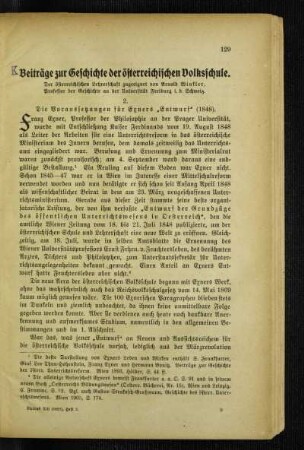 Beiträge zur Geschichte der österreichischen Volksschule