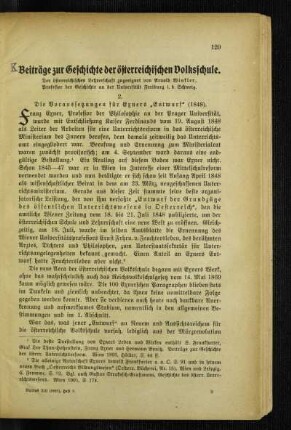 Beiträge zur Geschichte der österreichischen Volksschule