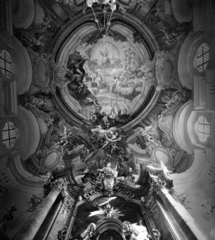 Anbetung des apokalyptischen Lammes : Anbetung des apokalyptischen Lammes. Fresko (1772; G. P. Lucello). Dischingen, Pfarrkirche, Chor