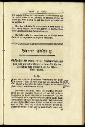 Vierter Abschnitt. Geschichte des Anno 1718 entstandenen - und noch nicht geendigten Mandats ...