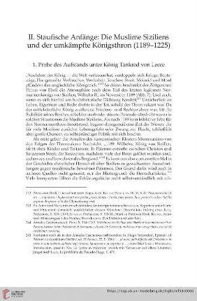 II. Staufische Anfänge: Die Muslime Siziliens und der umkämpfte Königsthron (1189–1225)
