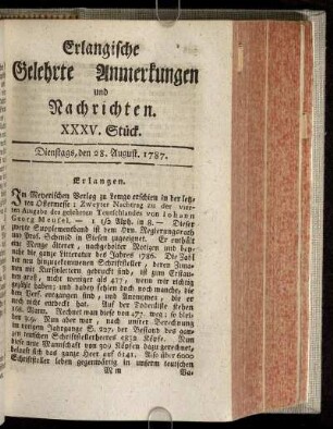 XXXV. Stück. Dienstags, den 28. August. 1787.
