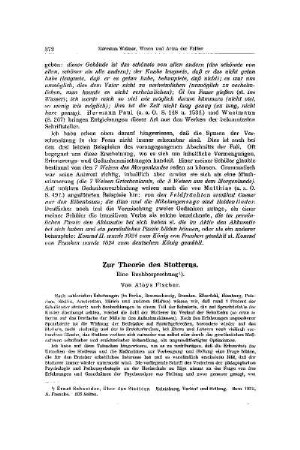 Zur Theorie des Stottern