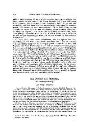 Zur Theorie des Stottern
