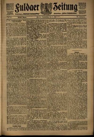 Erste Ausgabe vom Donnerstag, den 06. Juli 1911.