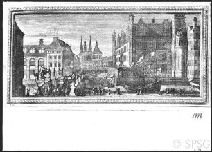 Berlin, Schloss Berlin, Aufriß des kürfürstlichen Schlosses, Stich aus Begers Thesaurus Brandenbugensis.