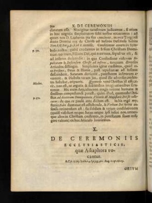 750-758, X. De Ceremoniis Ecclesiasticis, Quae Adiaphora Vocantur