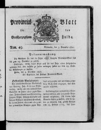Num. 49, Ausgabe vom 5. Dezember 1821