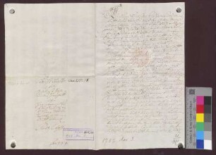 Hans Georg Döbelin zu Marzell verkauft der badischen Landesadministration 1/2 Jauchert 27 Ruten Wald um 28 Gulden.
