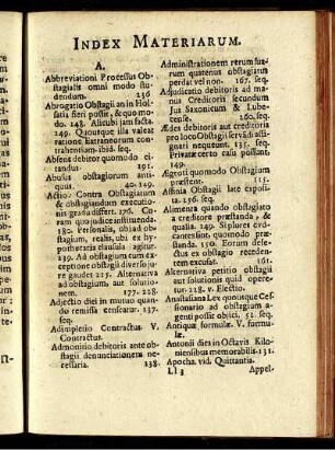 Index Materiarum.