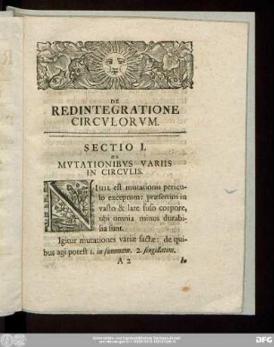 Sectio I. De Mutationibus Variis In Circulis.