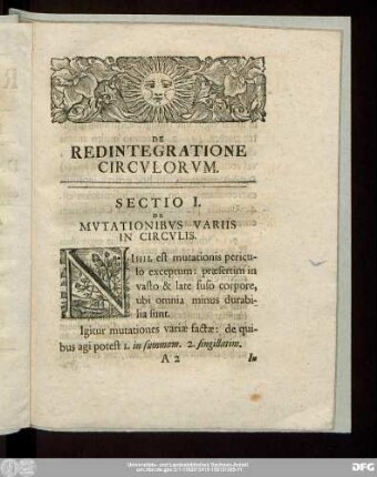 Sectio I. De Mutationibus Variis In Circulis.
