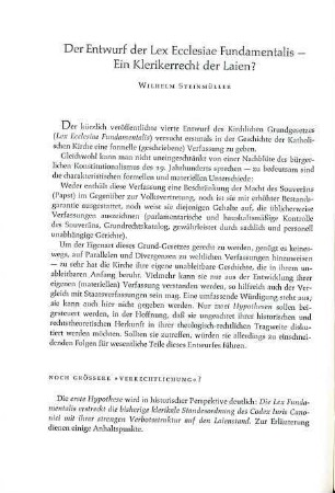 326-330 Der Entwurf der Lex Ecclesiae Fundamentalis - ein Klerikerrecht der Laien?