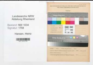 Entnazifizierung Heinz Hansen , geb. 25.07.1914 (Oberleutnant)