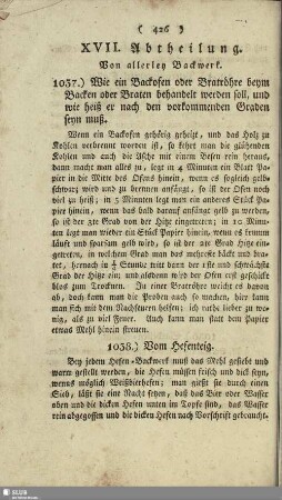 XVII. Abtheilung. Von allerley Backwerk
