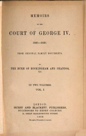 Memoirs of the court of George IV. 1820 - 1830 : from original family documents, 1