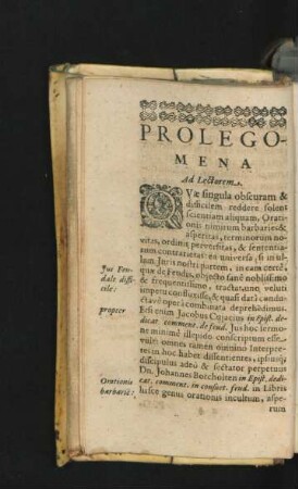 Prolegomena ad Lectorem.