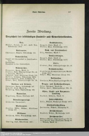 Zweite Abteilung. Berufsklassen und Gewerbebetriebe