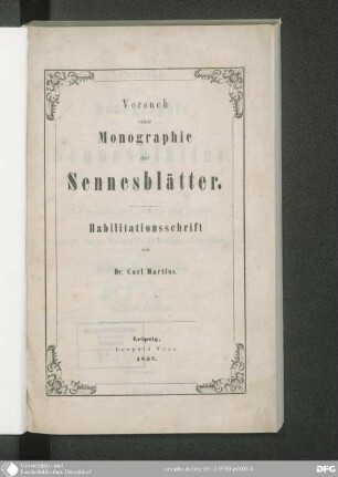 Versuch einer Monographie der Sennesblätter