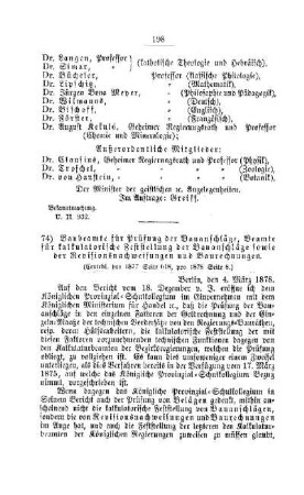 Baubeamte für Prüfung der Bauanschläge, Beamte für kalkulatorische Feststellung der Bauanschläge sowie der Revisionsnachweisungen und Baurechnungen : [I. Allgemeine Verhältnisse der Behörden und Beamten]