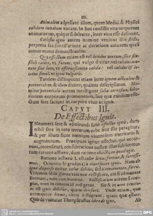 Caput III. De Effectibus Ignis.