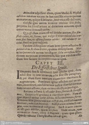 Caput III. De Effectibus Ignis.
