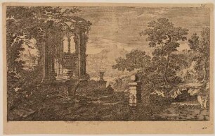 Ruine eines Rundtempels in klassischer Landschaft