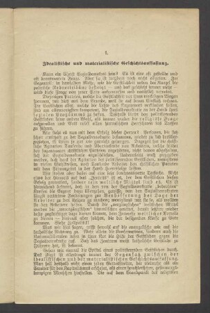 I. Idealistische und materialistische Geschichtsauffassung
