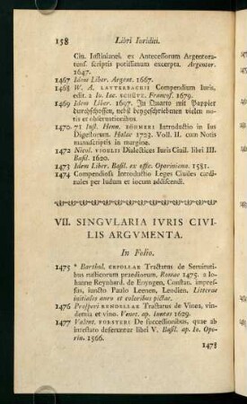 VII. Singularia Iuris Civilis Argumenta.