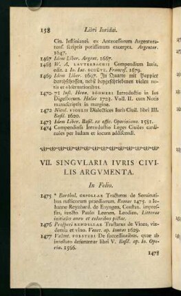 VII. Singularia Iuris Civilis Argumenta.