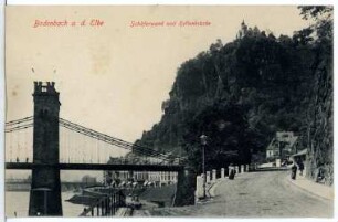 Bodenbach a. d. Elbe. Schäferwand mit Bergschloß und Kettenbrücke (1855)
