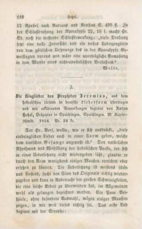 118-121 [Rezension] Die Klaglieder des Propheten Jeremias