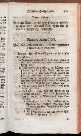 Neuntes Hauptstück. Von den einfachen und zusammengesetzten Dingen oder Körpern.
