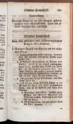 Neuntes Hauptstück. Von den einfachen und zusammengesetzten Dingen oder Körpern.