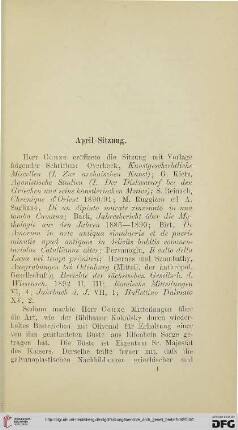 April-Sitzung