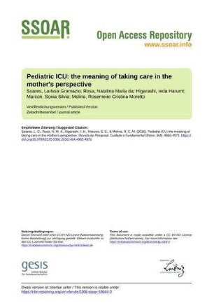 Pediatric ICU: the meaning of taking care in the mother's perspective