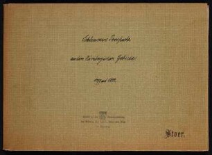 Vorderdeckel, mit handgeschriebenem Einbandtitel und Besitzvermerk: Stiftung der Familie Stoer und Stier (Nürnberg) / Stempel