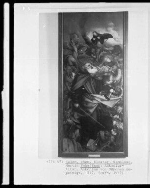 Tafel des Antonius-Altars - Der heilige Antonius wird von Teufeln gepeinigt