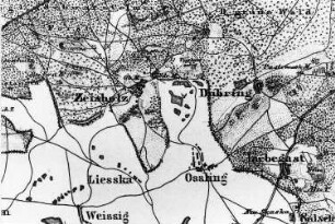 Bernsdorf-Zeißholz. Topographische Karte vom Preußischen Staate, Bl. 250 Hoyerswerda, aufgen. 1846, Nachträge 1862