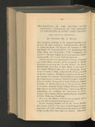 Proceedings of the Second International Congress of the History of Religions. A Short Daily Report.
