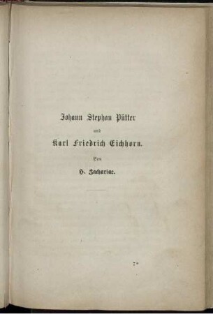 Johann Stephan Pütter und Karl Friedrich Eichhorn