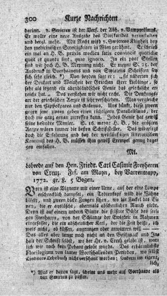 Lobrede auf den Hrn. Friedr. Carl Casimir Freyherrn von Creuz.