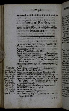 Zweytes Register, über die lateinischen, linneisch-botanischen Pflanzennamen.