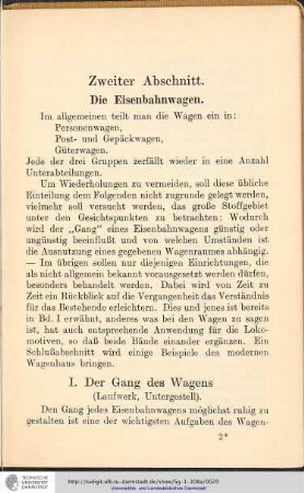 Zweiter Abschnitt: Die Eisenbahnwagen