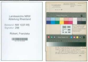 Entnazifizierung Franziska Rickert , geb. 28.09.1894 (Lehrerin)